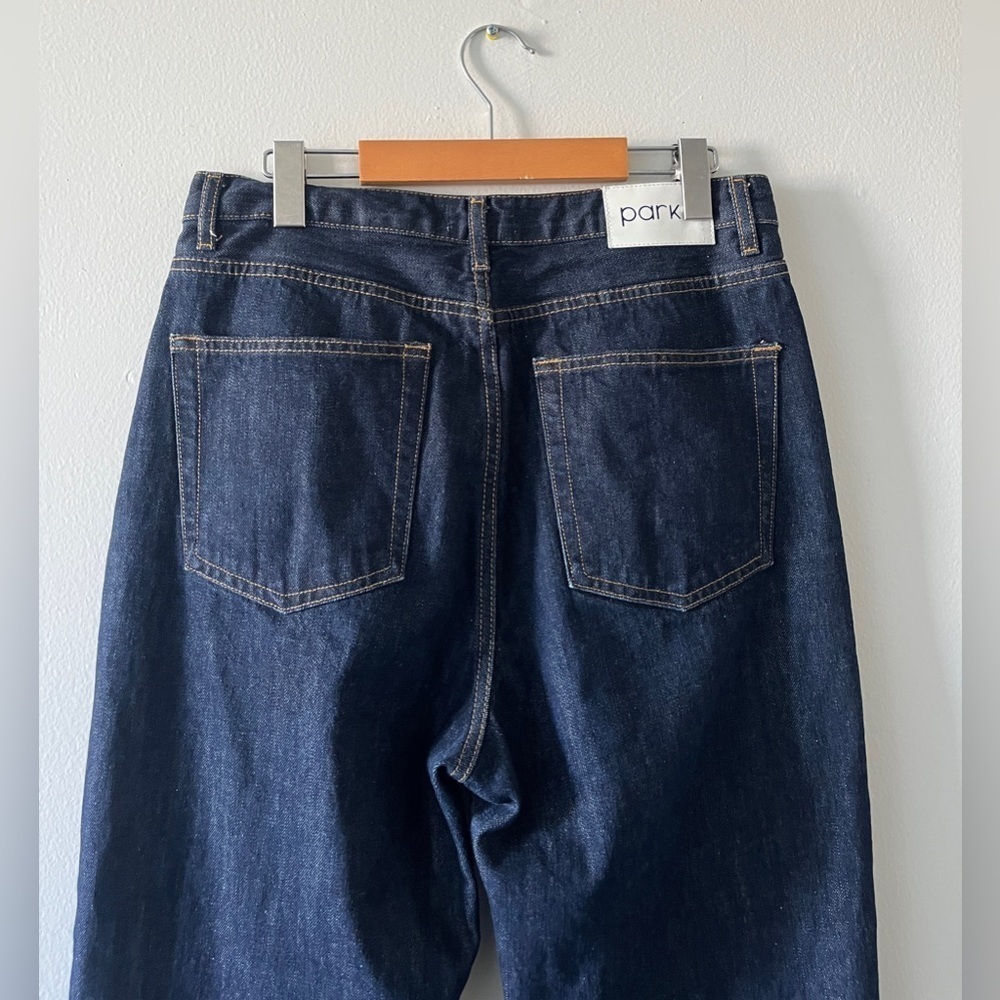 Parke High Waisted 90's Straight Leg Jeans Size 31 Dark Wash 100% Organic Cotton - Picture 5 of 12